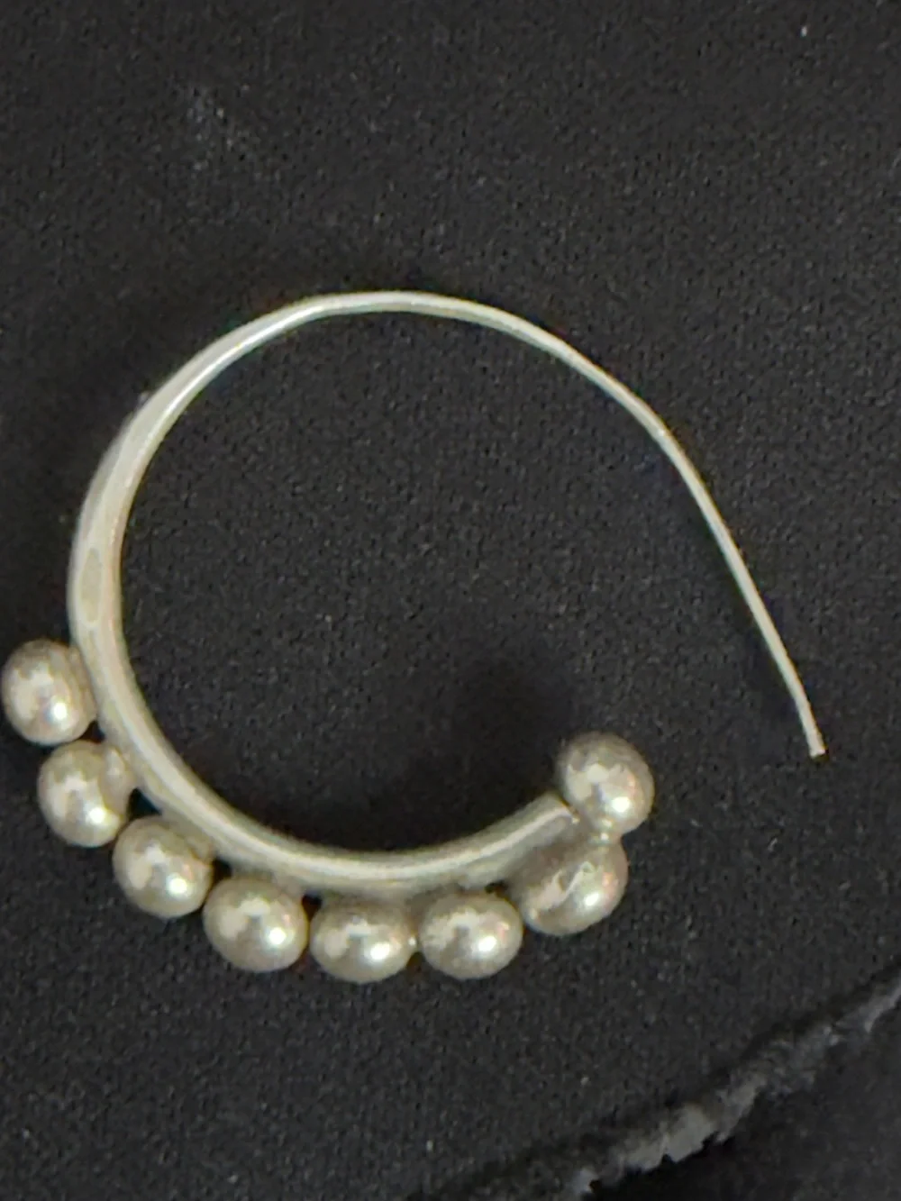 Sterling Silver Granulation Beaded Open Hoop Earrings
